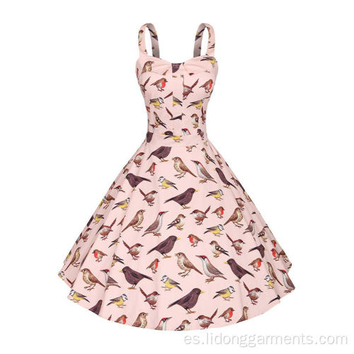 Vestido retro vintage con estampado de animales para mujer